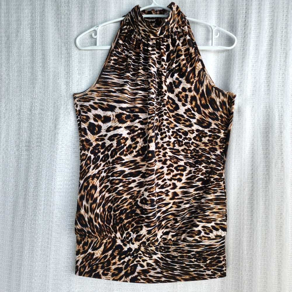 NWOT  ANIMAL PRINT HALTER NECK TOP BY MILANO - SIZE SMALL